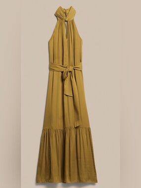 Banana Republic Mustard Halter Maxi Dress with Waist Tie